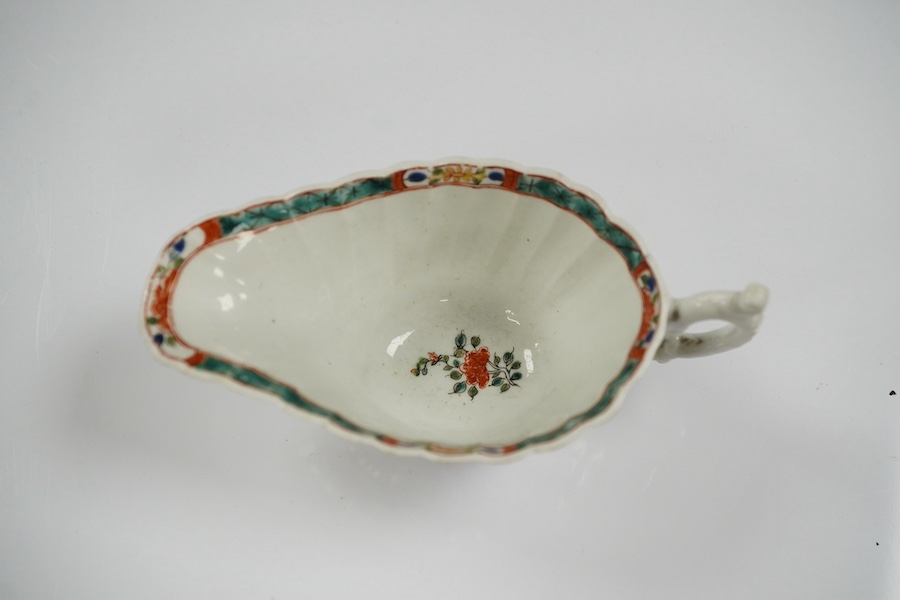 A Bow porcelain butter boat, c.1760, 13cm. Condition - fair to good